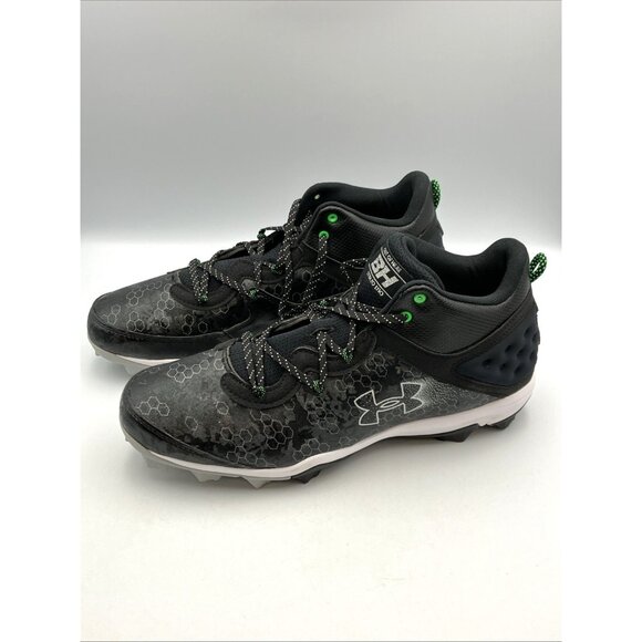 Under Armour Harper 8 Mid RM Baseball Cleats Men's Size 14 Black 3026592 001 - Picture 1 of 9